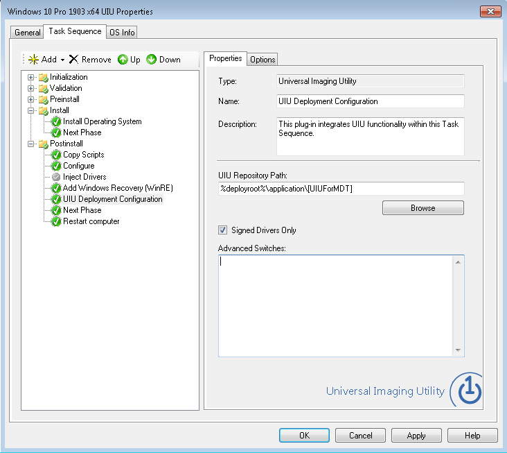 UIU MDT offline task sequence