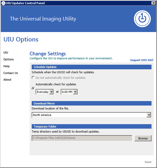 uiu updater options