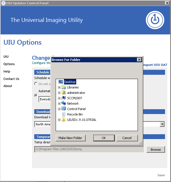 uiu updater temporary location