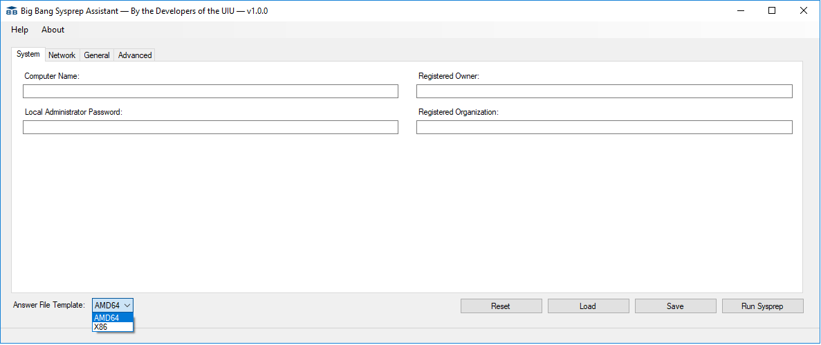 Sysprep Assistant system tab