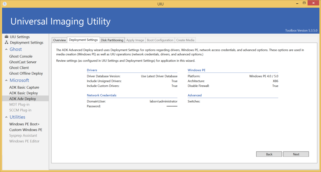 uiu adk advanced settings