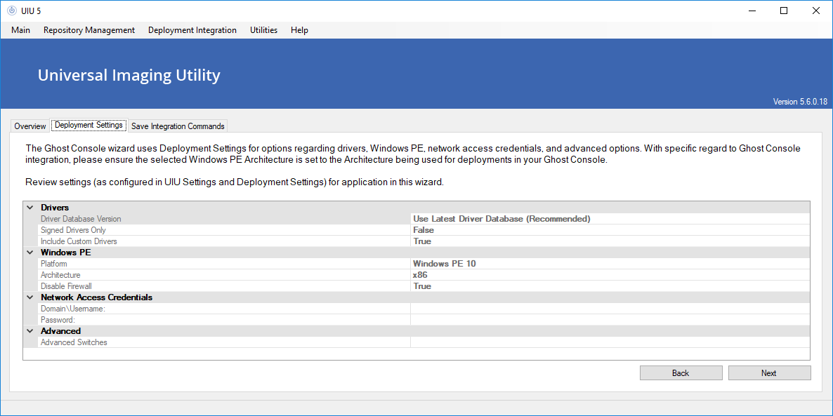 uiu ghost console settings